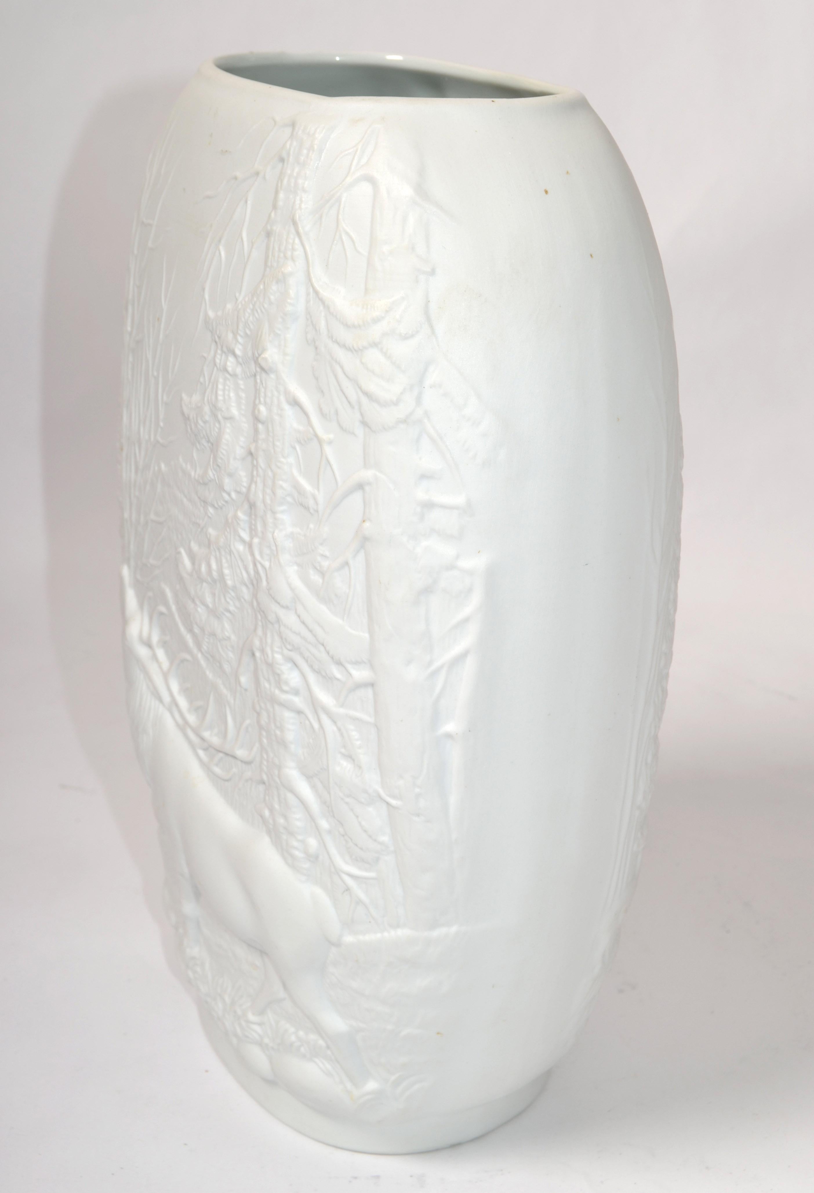 Bavaria Rosenthal White Bisque Flower Vase 2D Forrest Royal Porcelain Germany For Sale 1