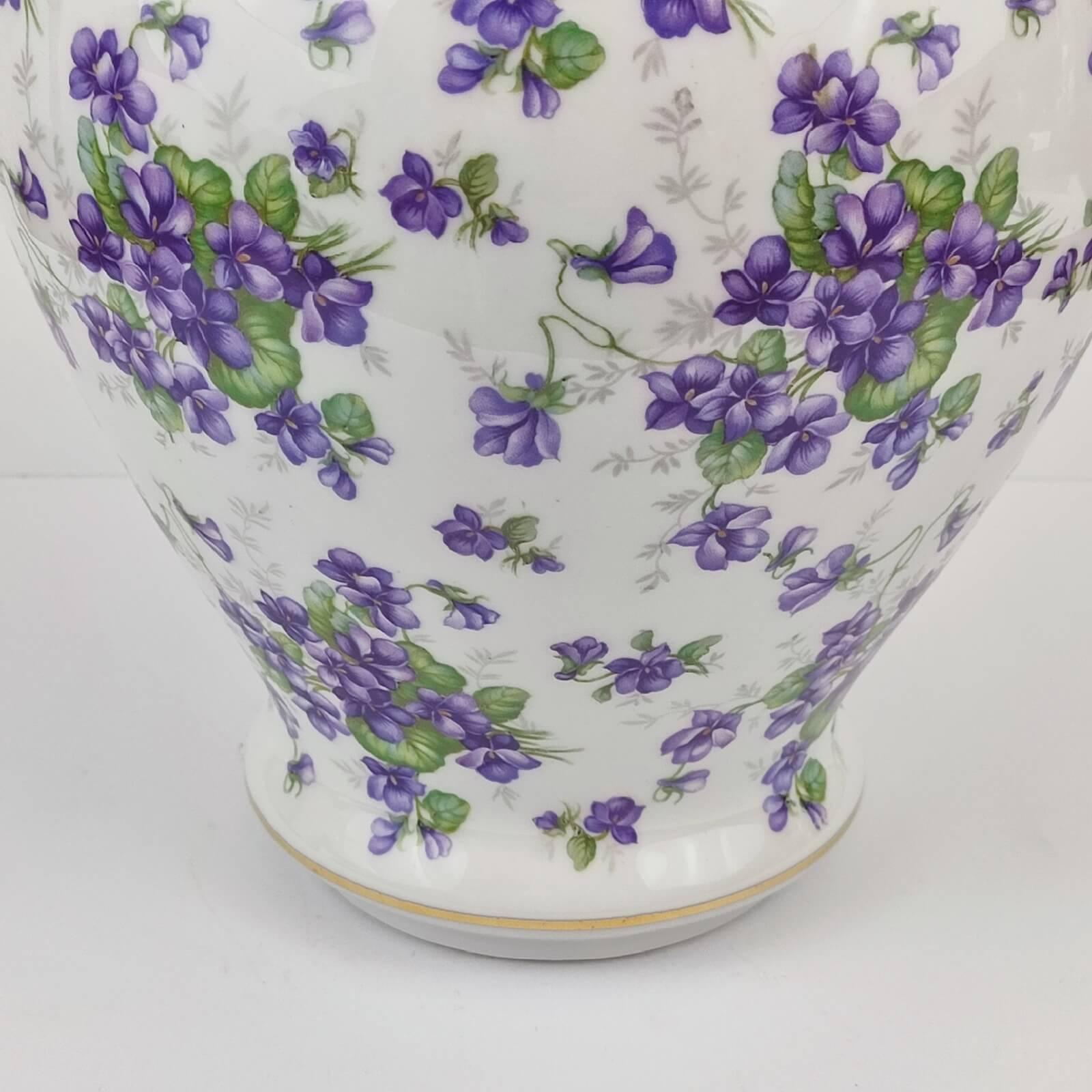 Bavaria Schumann Arzberg Covered Jar Purple Floral Decor, Germany 1945 3