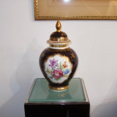 Bavaria Schumann, Kobaltblaues und goldenes Porzellangefäß mit Deckel, Deutschland 1940er Jahre