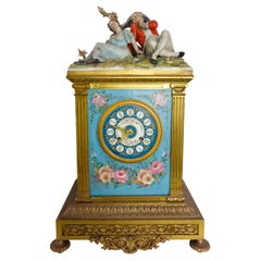 Bavarian Bronze Clock Capodimonte Porcelain by Tiche, 20th Century