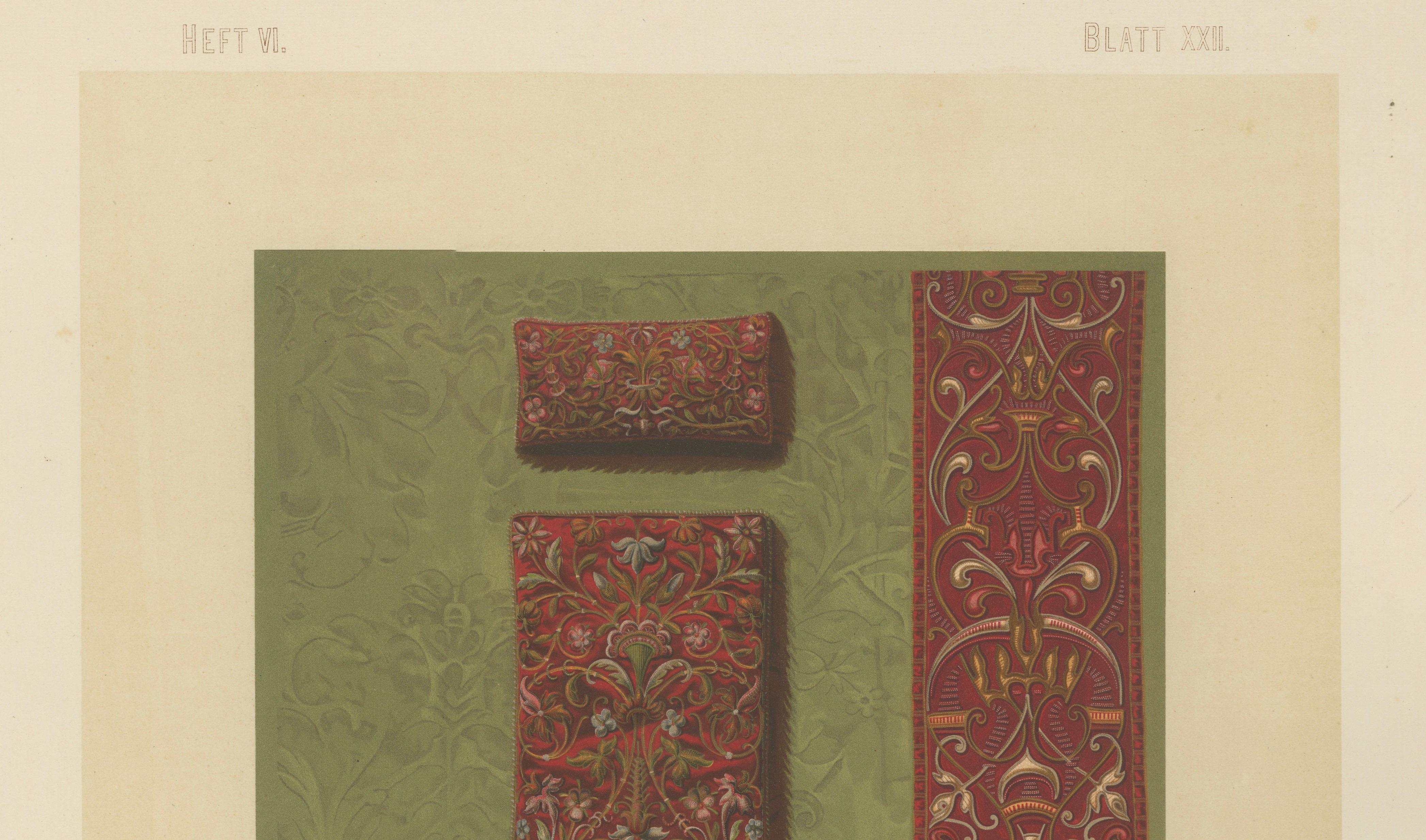 Bavarian Ecclesiastical Chromolithographs, Gothic Revival Design, 1874