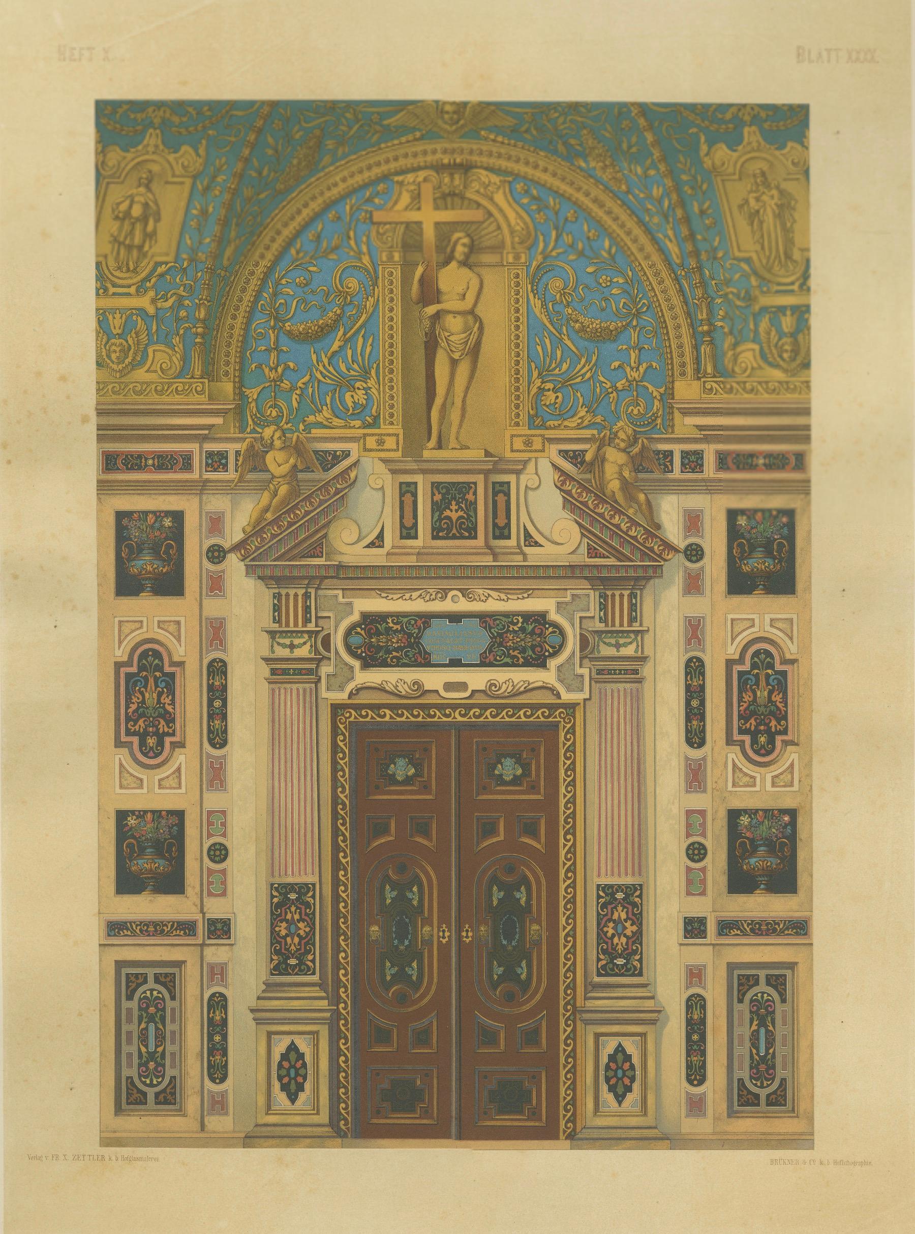Bavarian Ecclesiastical Chromolithographs, Gothic Revival Design, 1874