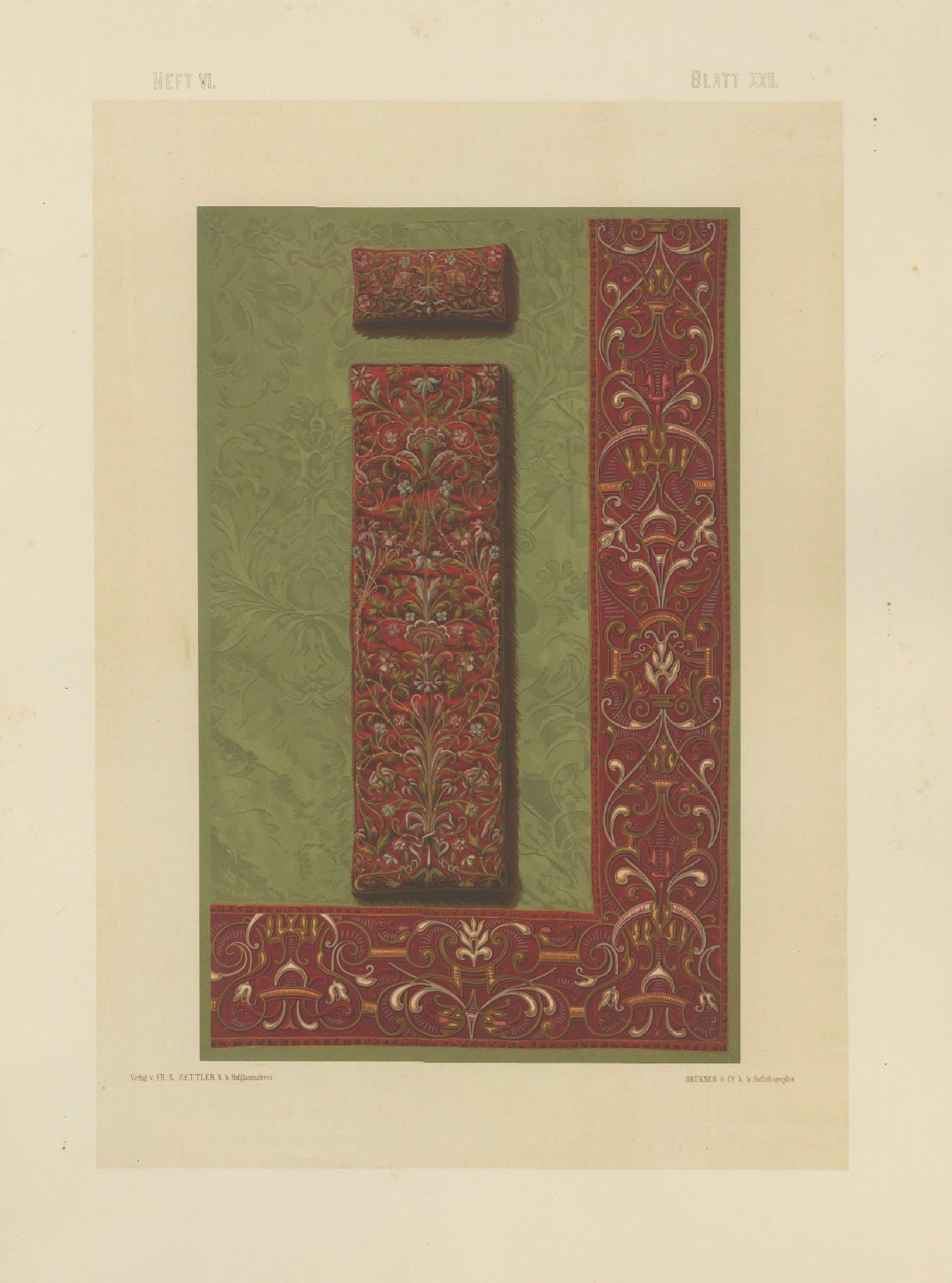 Bavarian Ecclesiastical Chromolithographs, Gothic Revival Design, 1874