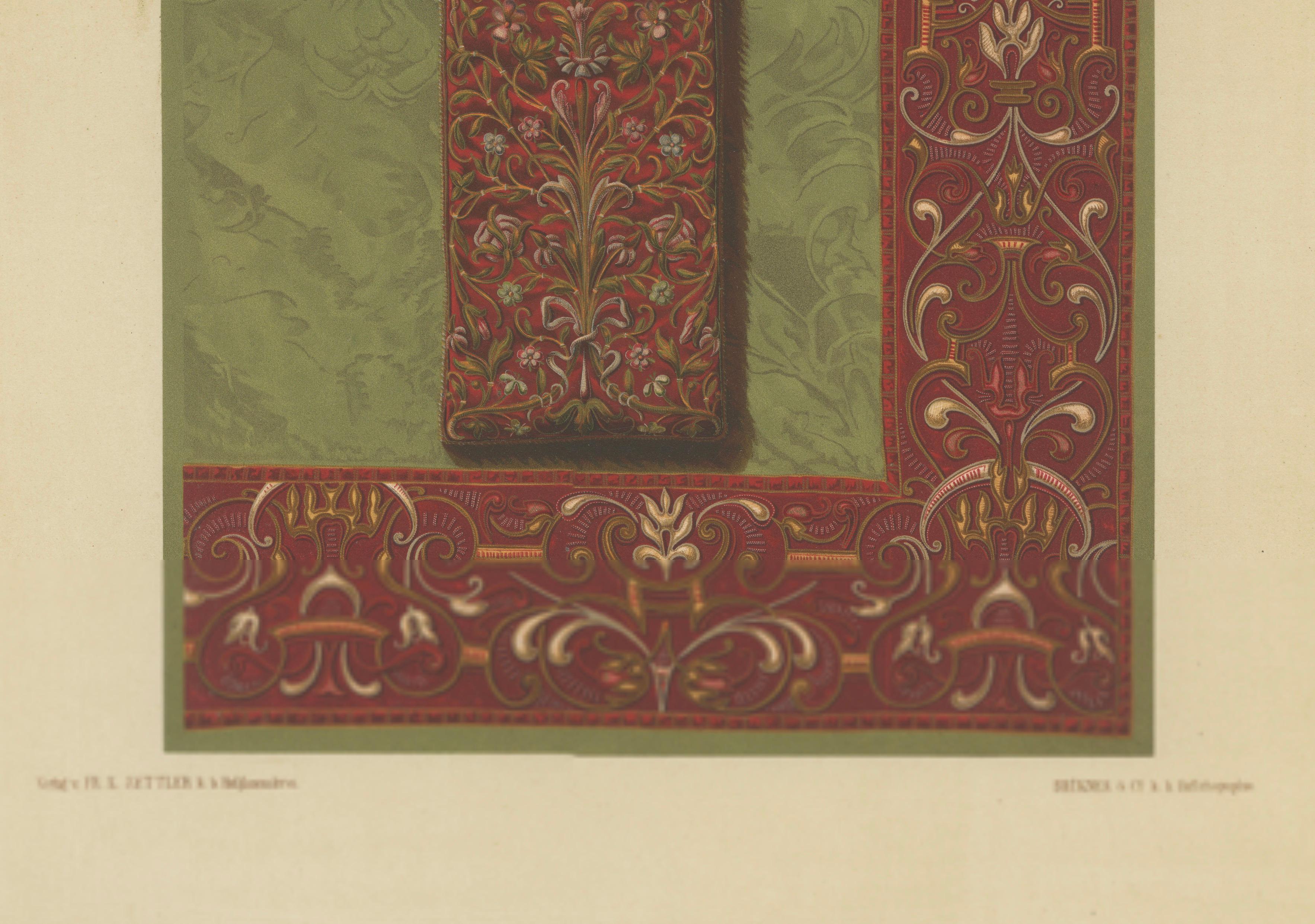 Bavarian Ecclesiastical Chromolithographs, Gothic Revival Design, 1874