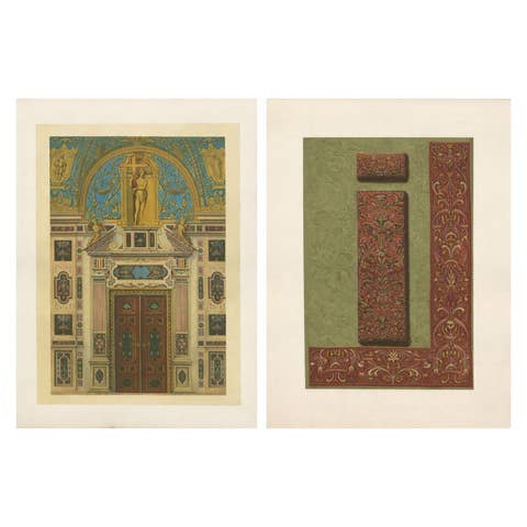 Bavarian Ecclesiastical Chromolithographs, Gothic Revival Design, 1874