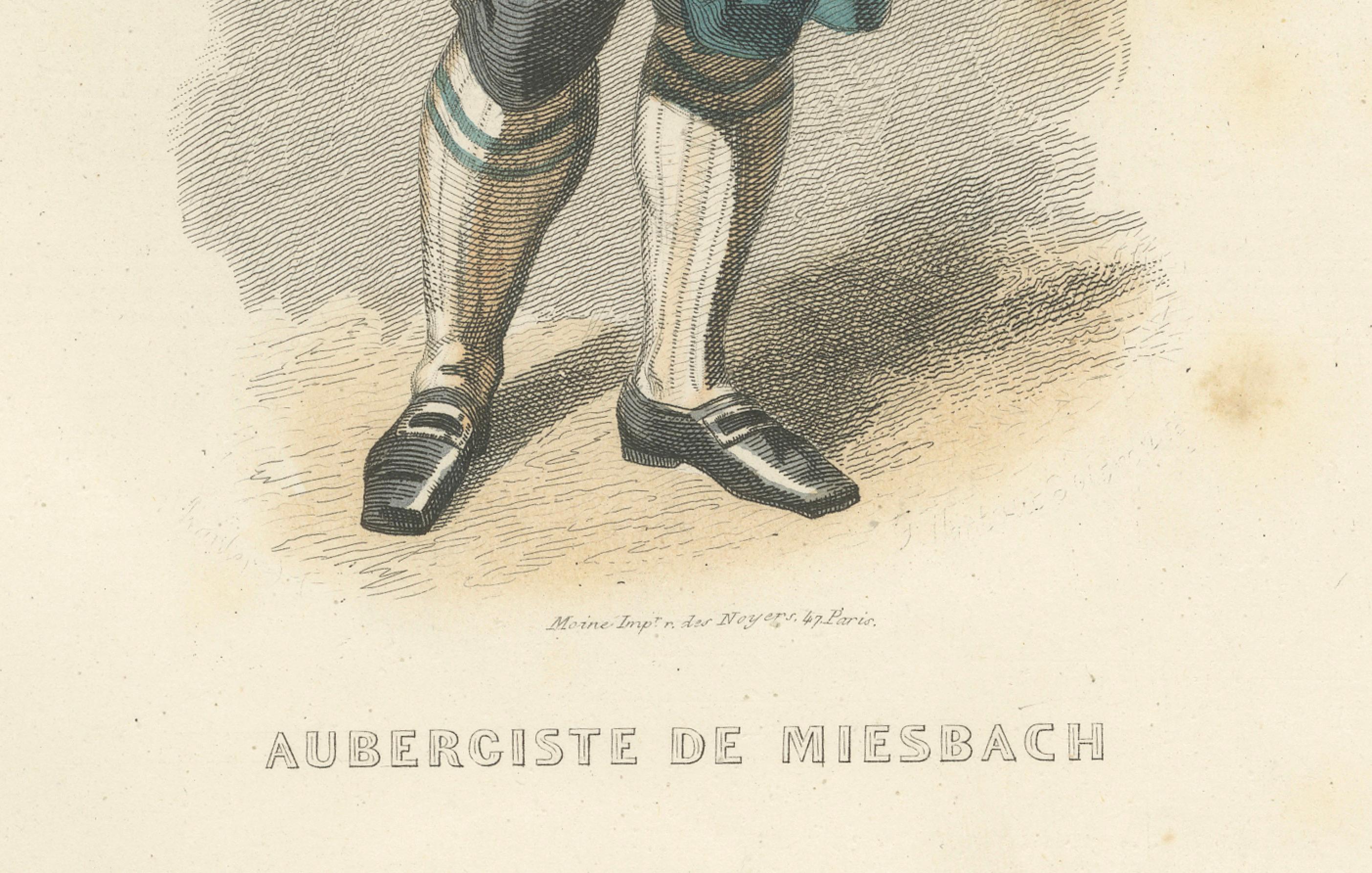 French Bavarian Innkeeper Print Miesbach 1853 by Compte-Calix – Hand-Colored Lithograph For Sale