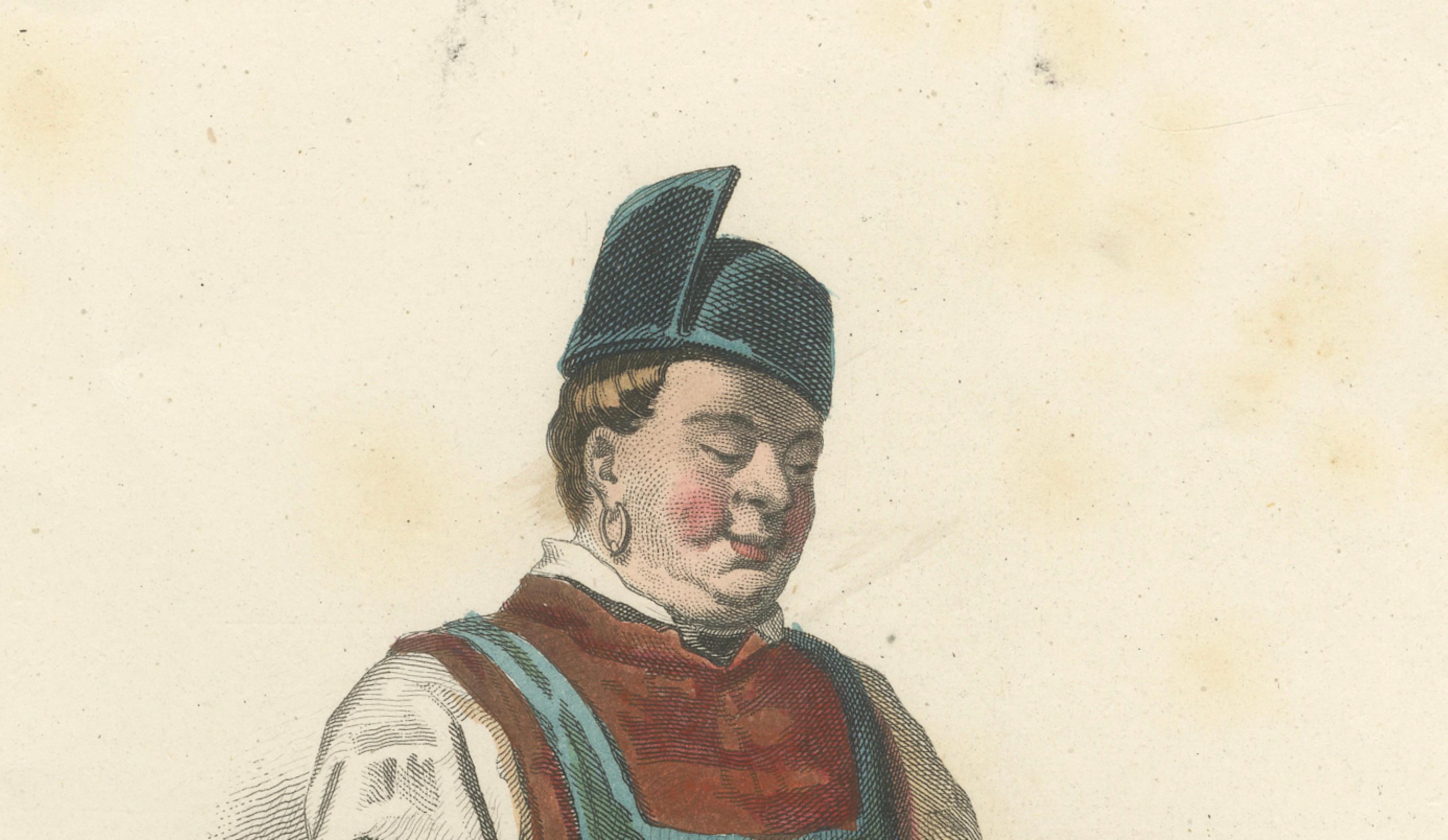 19th Century Bavarian Innkeeper Print Miesbach 1853 by Compte-Calix – Hand-Colored Lithograph For Sale