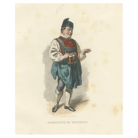 Bavarian Innkeeper Print Miesbach 1853 by Compte-Calix – Hand-Colored Lithograph