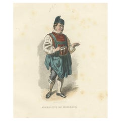 Bavarian Innkeeper Print Miesbach 1853 by Compte-Calix – Hand-Colored Lithograph