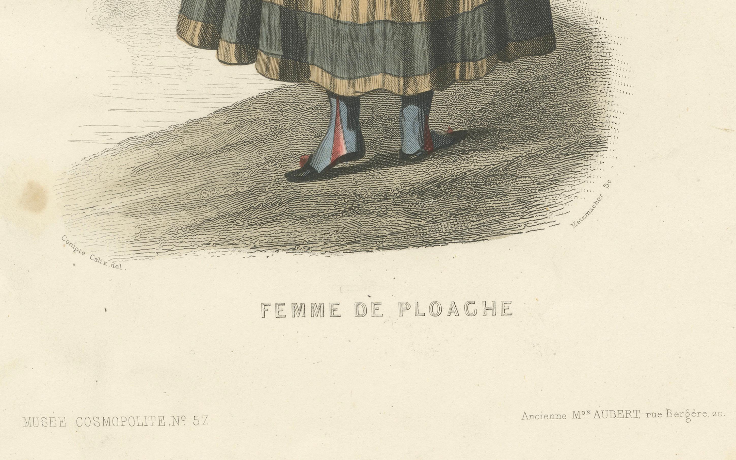 Bavarian Peasant Woman Print Iffeldorf Germany 1853 by Compte-Calix – Lithograph For Sale 4
