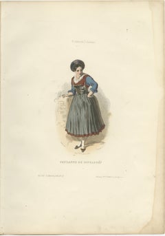 Bavarian Peasant Woman Print Iffeldorf Germany 1853 by Compte-Calix – Lithograph