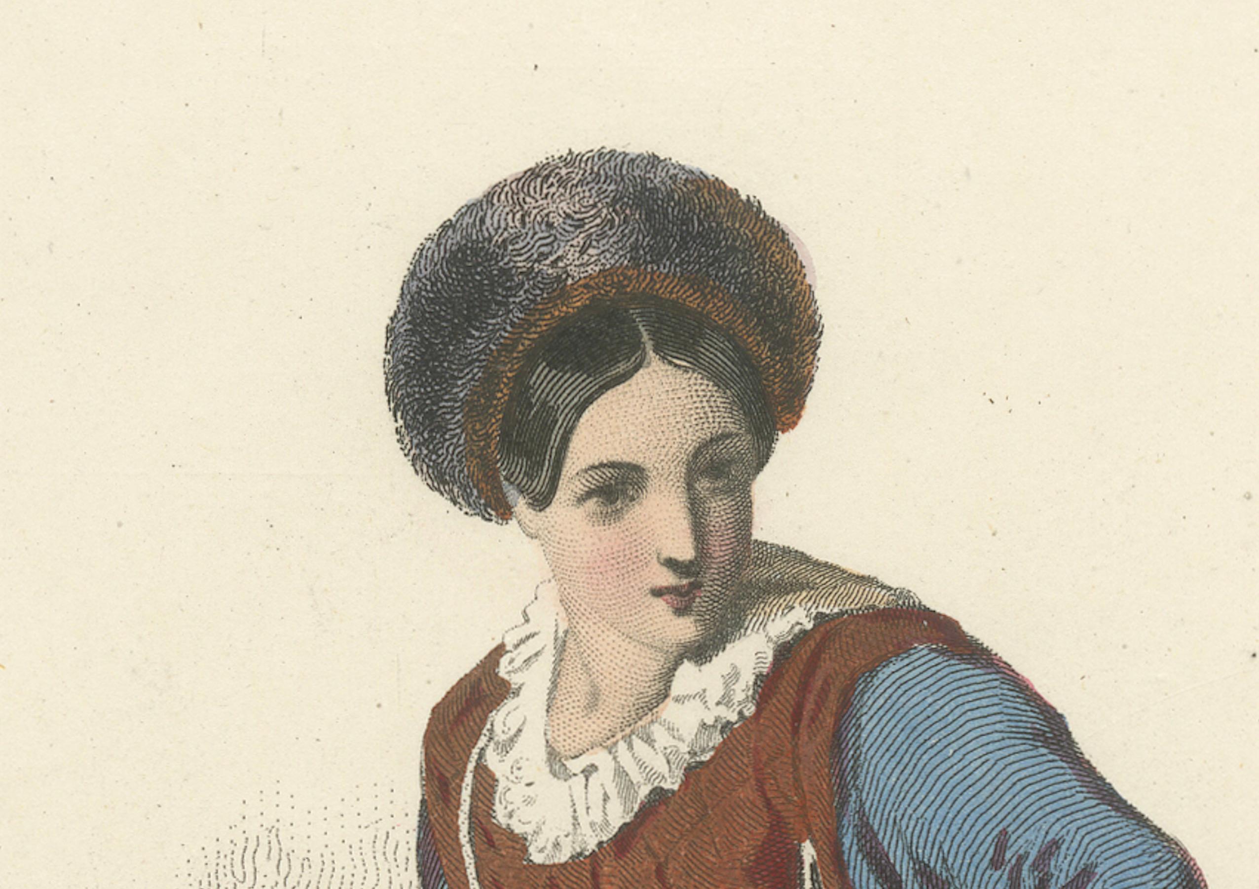 Bavarian Peasant Woman Print Iffeldorf Germany 1853 by Compte-Calix – Lithograph For Sale 3