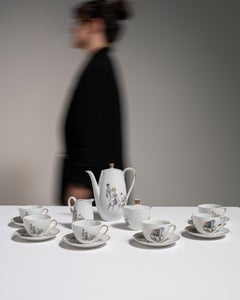 Bavarian Porcelain Coffee Set, 20th Century, Crisp White Design
