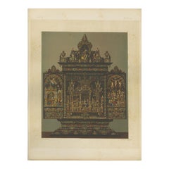 Bavarian Royal Chapel Altar Chromolithograph, 19th Century, Unframed