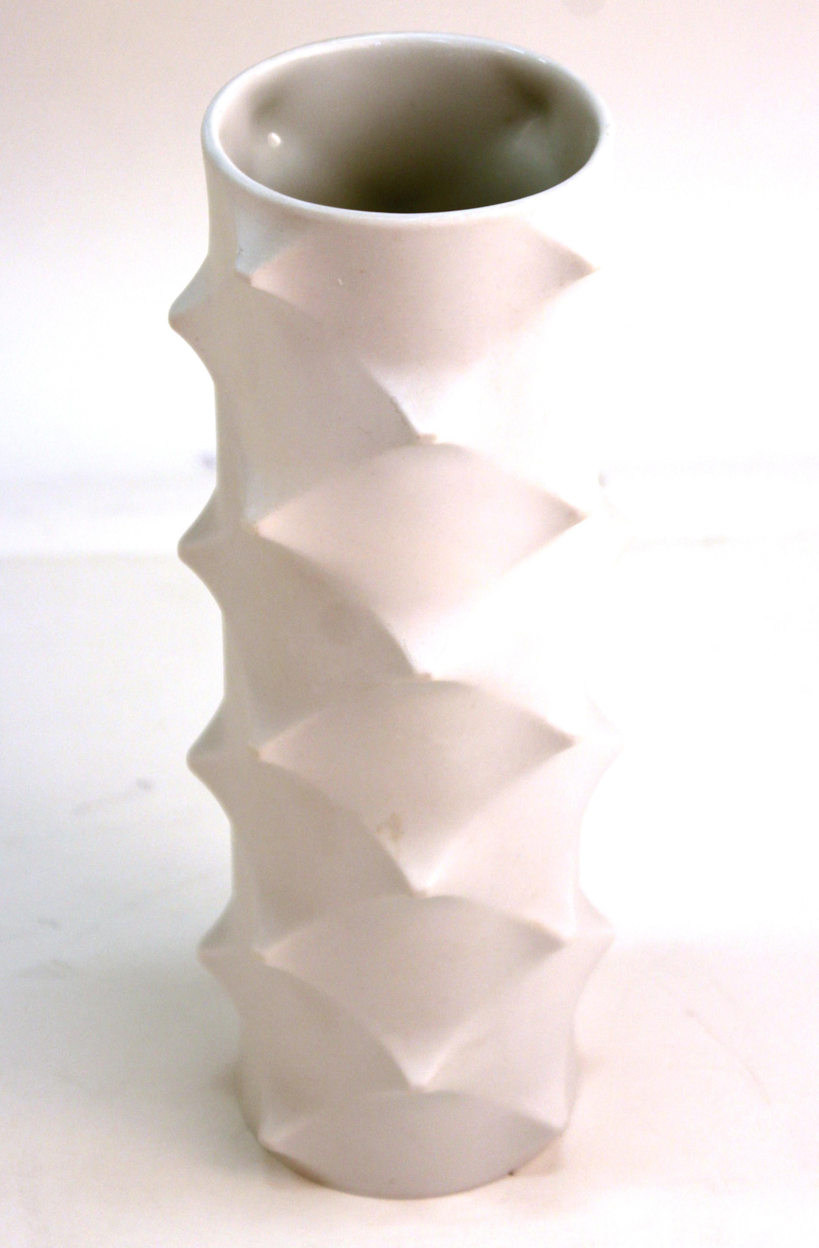 Mid-Century Modern Bavarian Scherzer White Op Art Vase