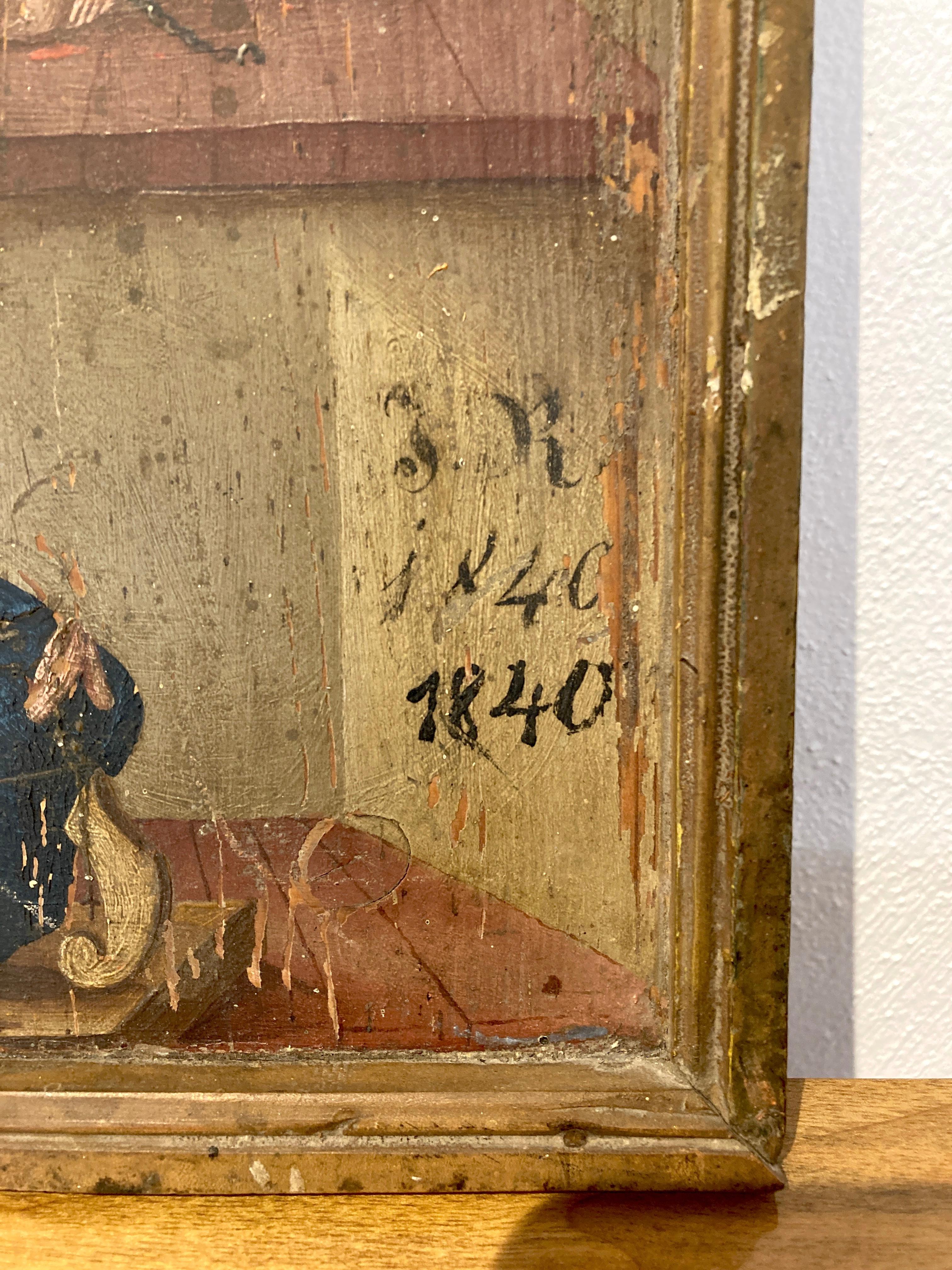 Bavarian Votiv Tablet 19th century.
Jesus at the scourge pillar, Oil on wood, dated 1840.
Very nice original condition.