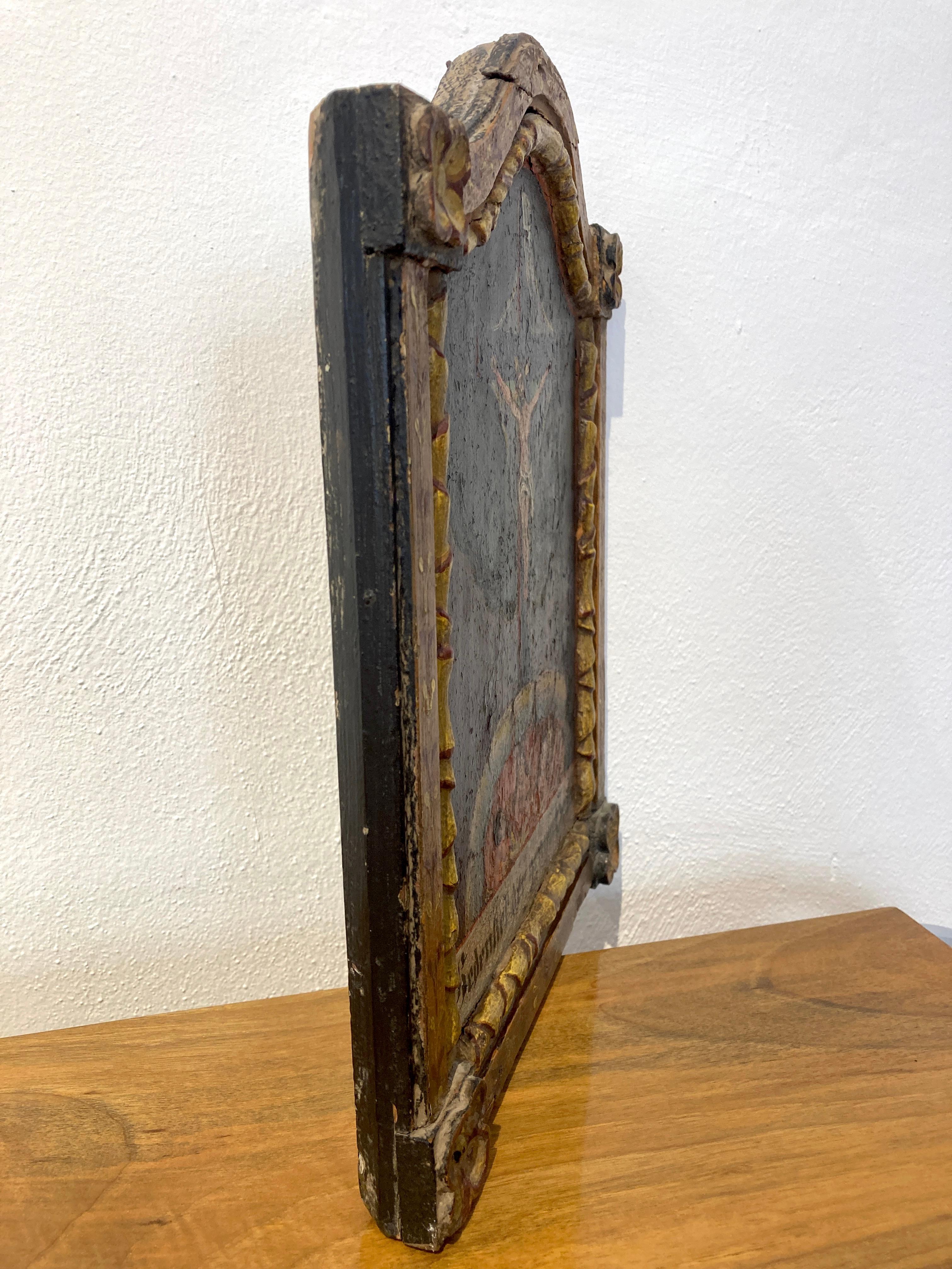 Wood Bavarian Votiv Tablet early 19th century For Sale