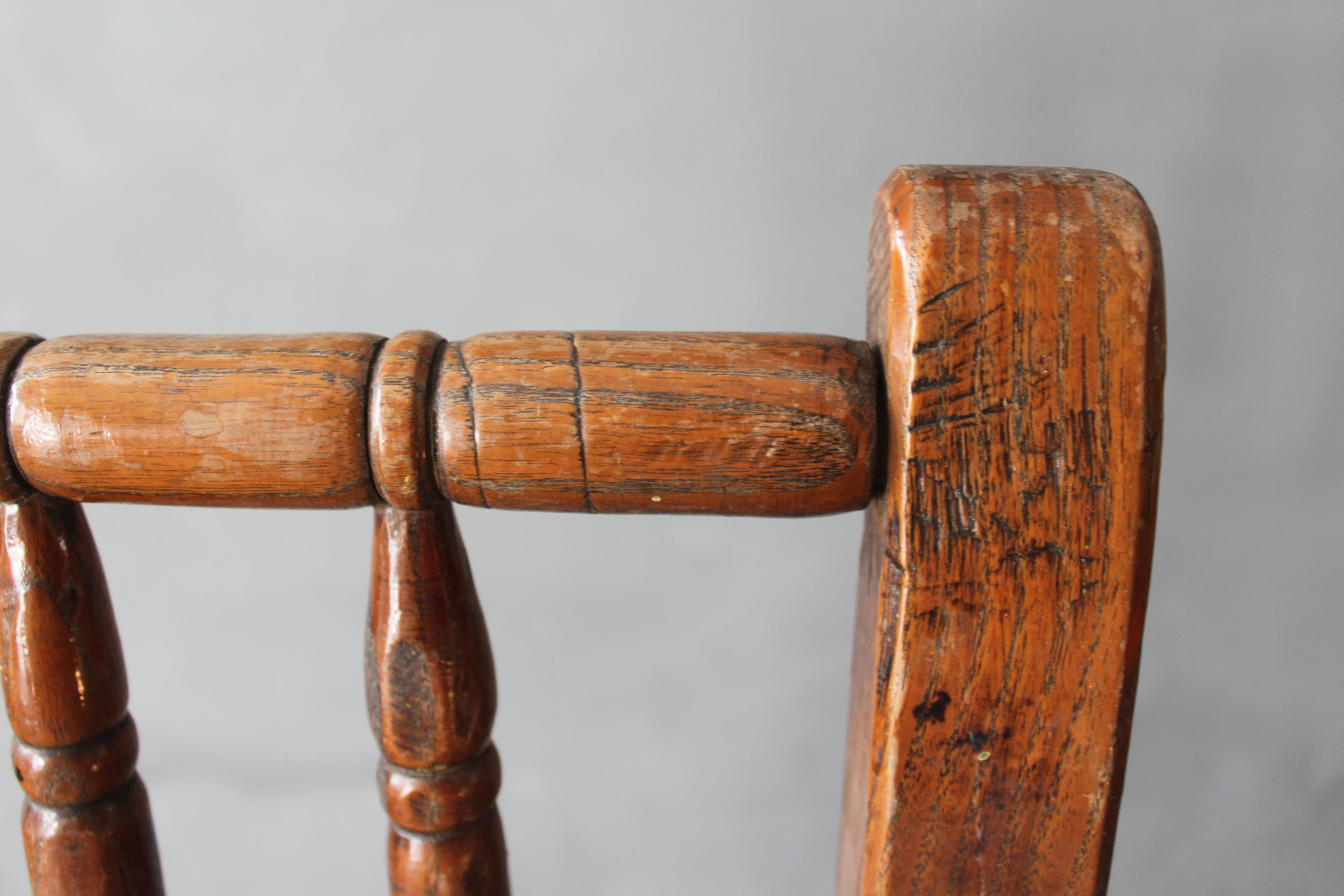 Belle Époque, Oak, Bavarian, European, Wicker Side Chair in Brown For Sale 1