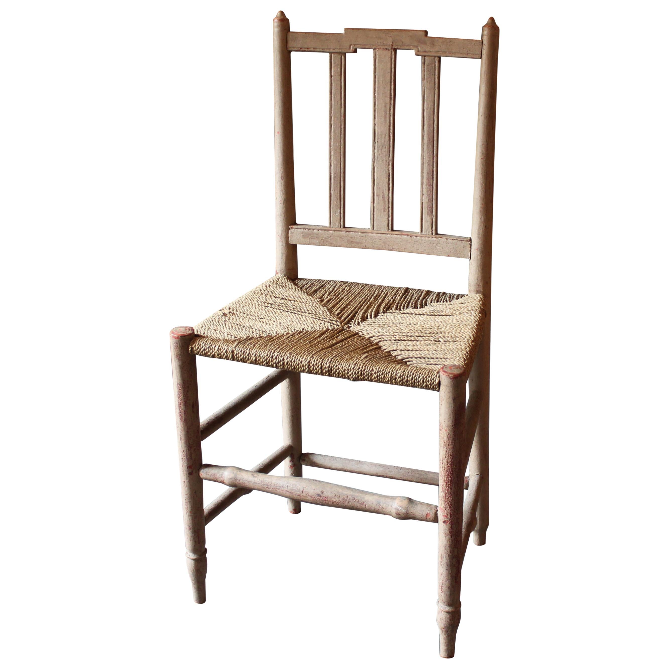 Bavarian Wicker Chair ca. 1900, brown, handmade, simple and elegant For