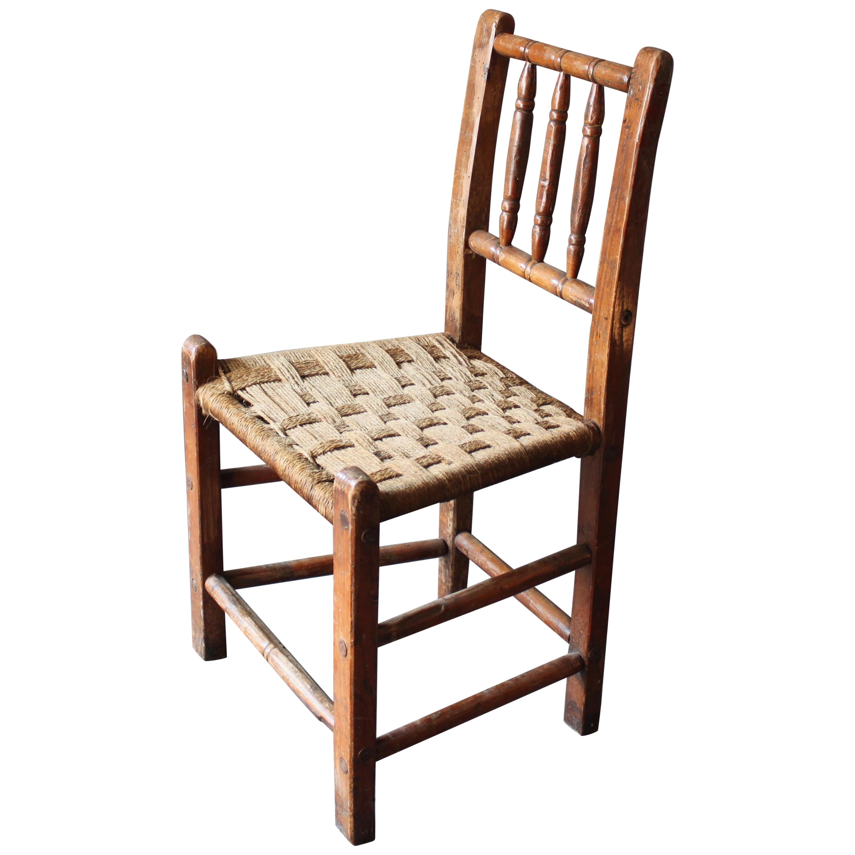 Belle Époque, Oak, Bavarian, European, Wicker Side Chair in Brown For Sale