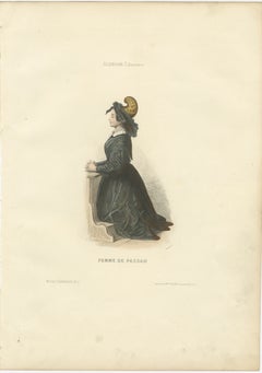 Bavarian Woman Print Passau Germany 1853 by Compte-Calix – Hand-Colored Litho