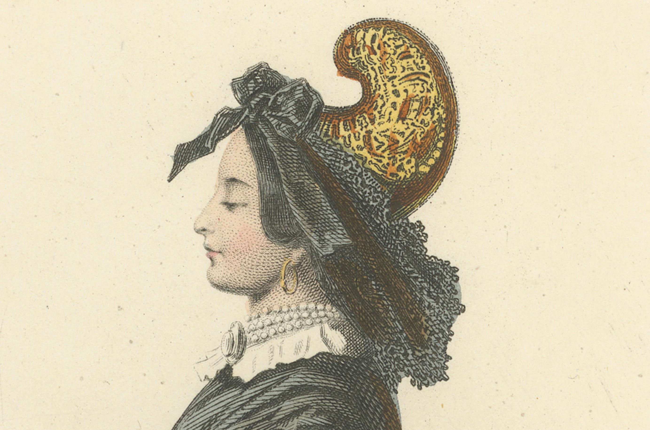 Bayerische Frau Druck Passau Deutschland 1853 von Compte-Calix - Handkolorierte Litho (19. Jahrhundert) im Angebot