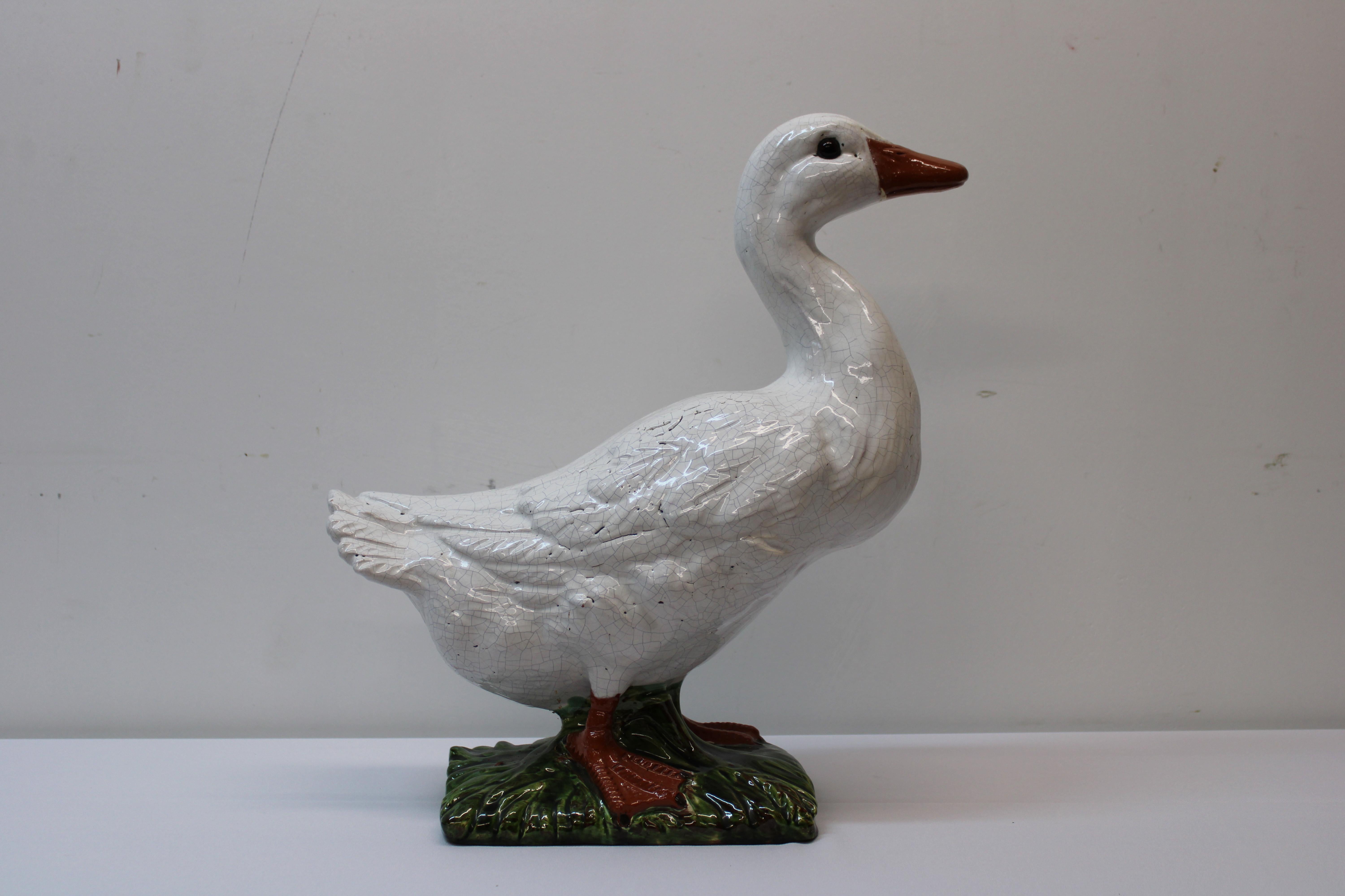 Bavent Faience Terracotta Geese W/ Glass Eyes In Good Condition In San Francisco, CA