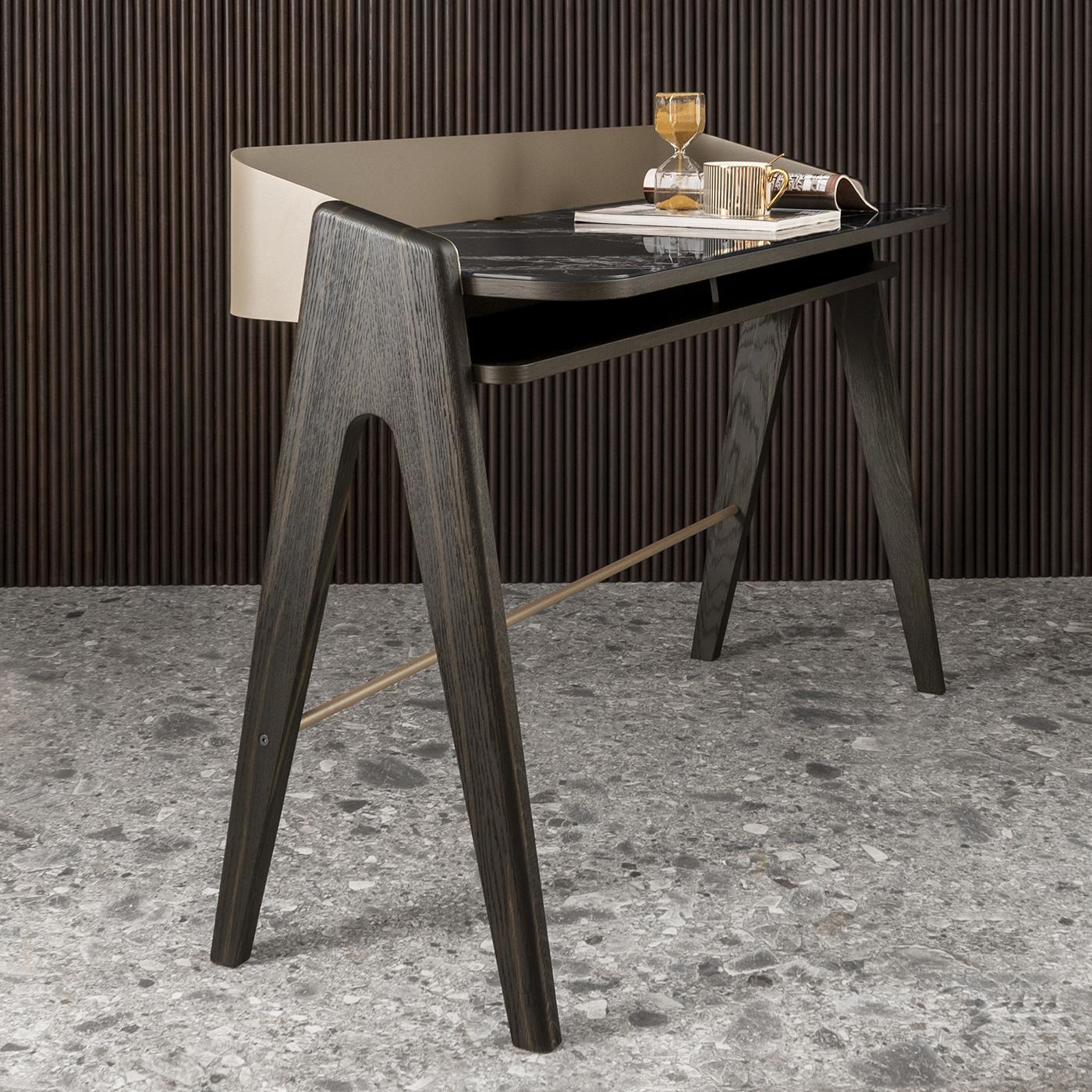 Bavero Breccia Imperiale Marble-Effect & Oak Writing Desk In New Condition For Sale In Milan, IT