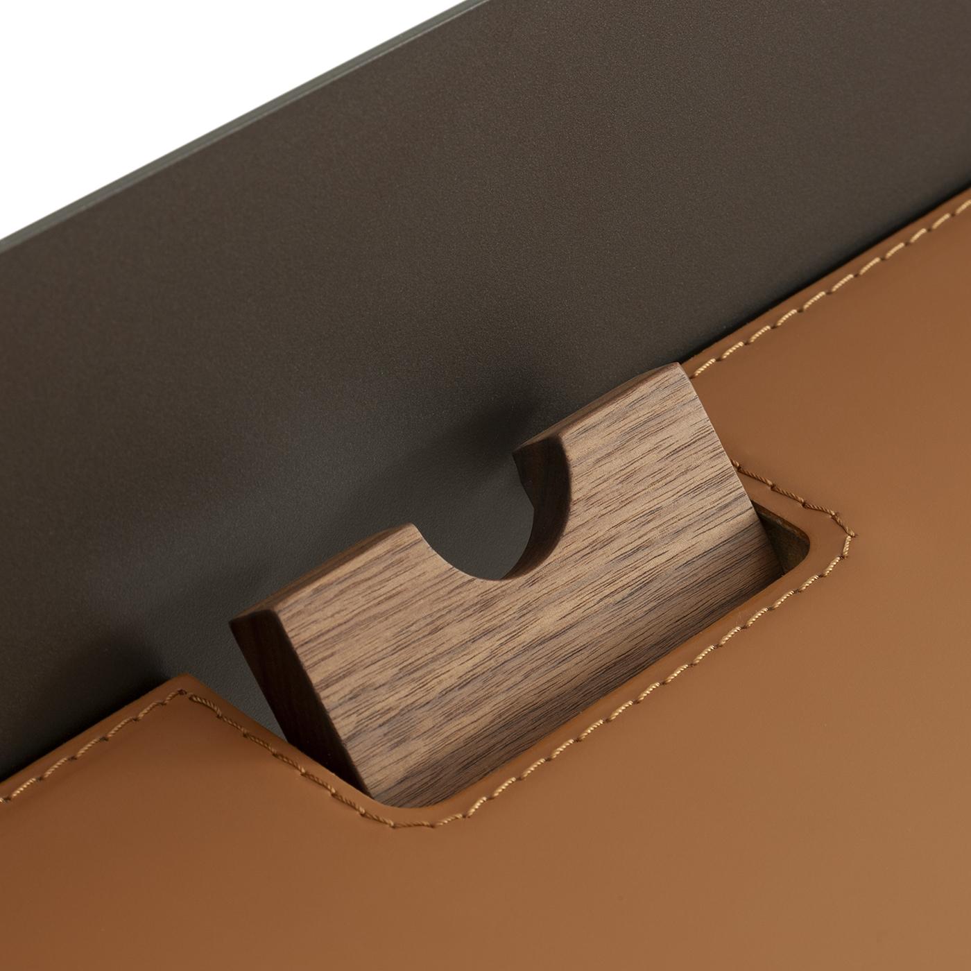 Bavero Cognac Leather Desk with Walnut Legs For Sale 1