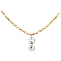 Bavna 0.20 Cts. White Floating Diamond 10 pts Drop Station Necklace in 18KT Gold