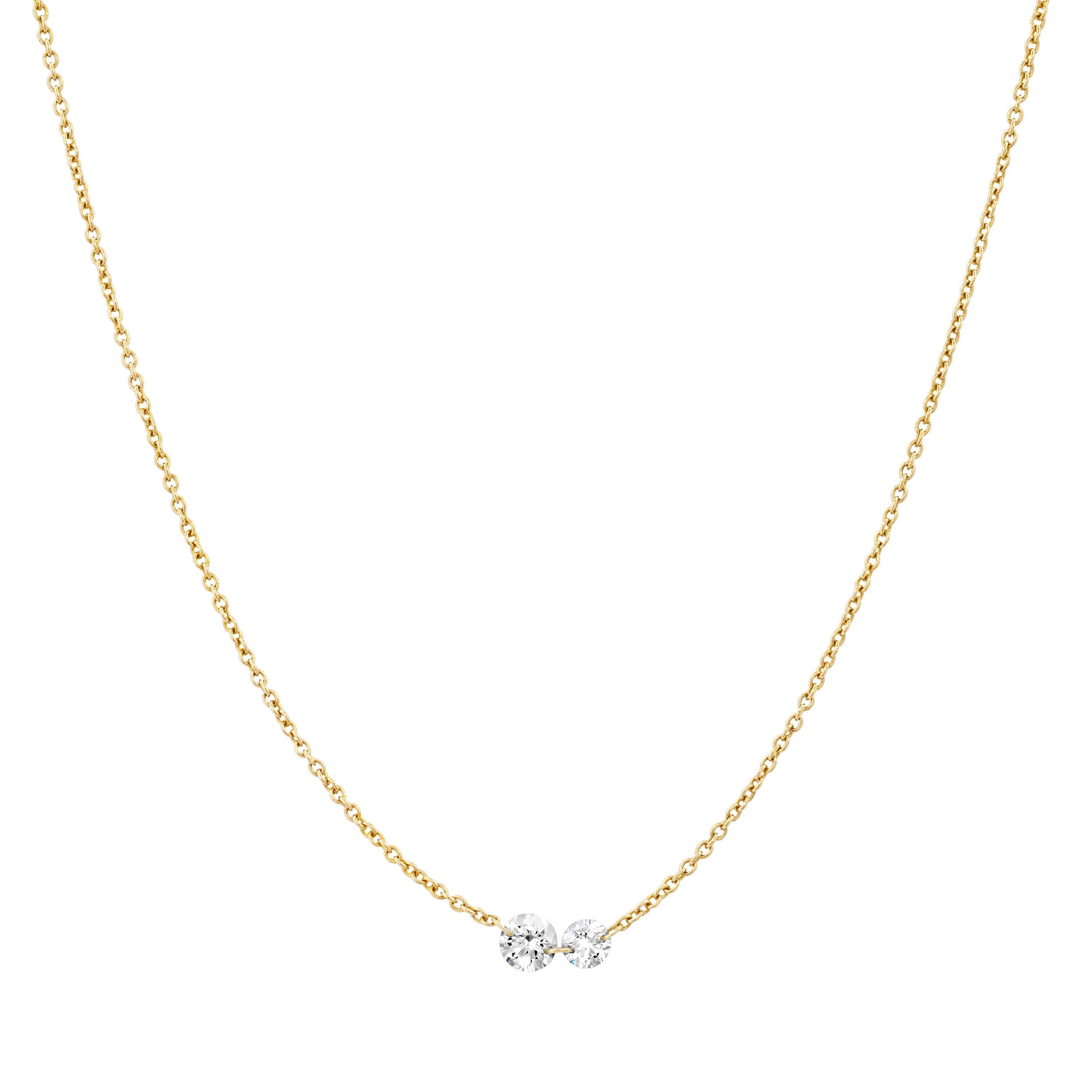 Introducing our exquisite collection of Floating Diamond Necklace, a captivating piece of jewelry that exudes elegance and sophistication. This Invisible Diamond necklace is a testament to timeless beauty and craftsmanship, perfect for those special