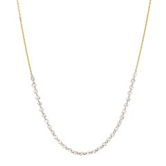 Bavna 1.04 Cts. White Floating Diamond Station Necklace in 18KT Gold