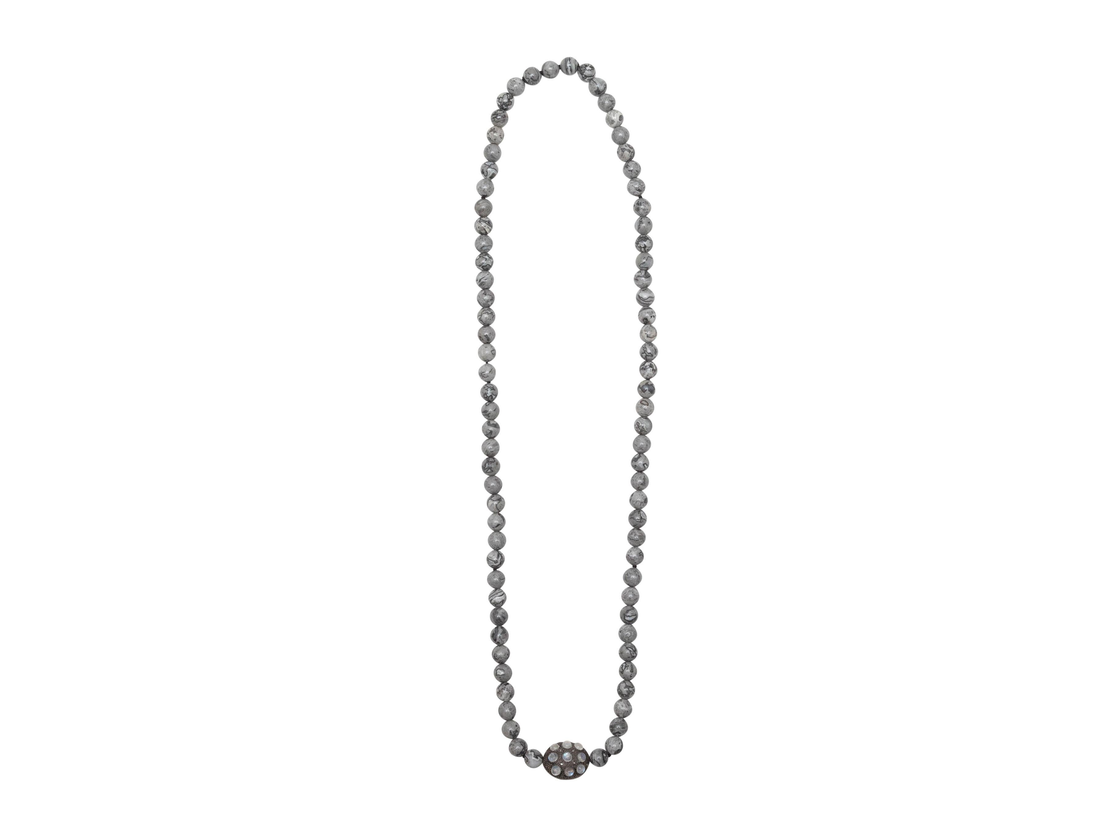 Bavna Grey Beaded Moonstone & Diamond Necklace In Good Condition For Sale In New York, NY