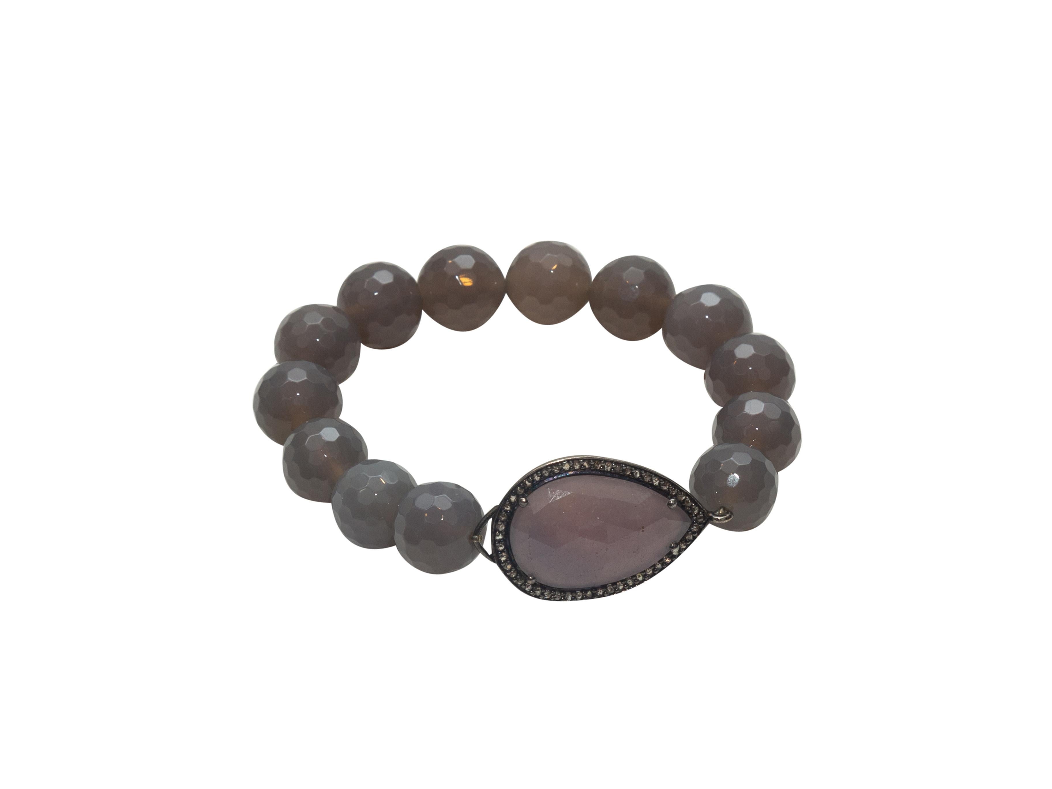 Product details: Mauve agate and diamond stretch bead bracelet by Bavna. 9