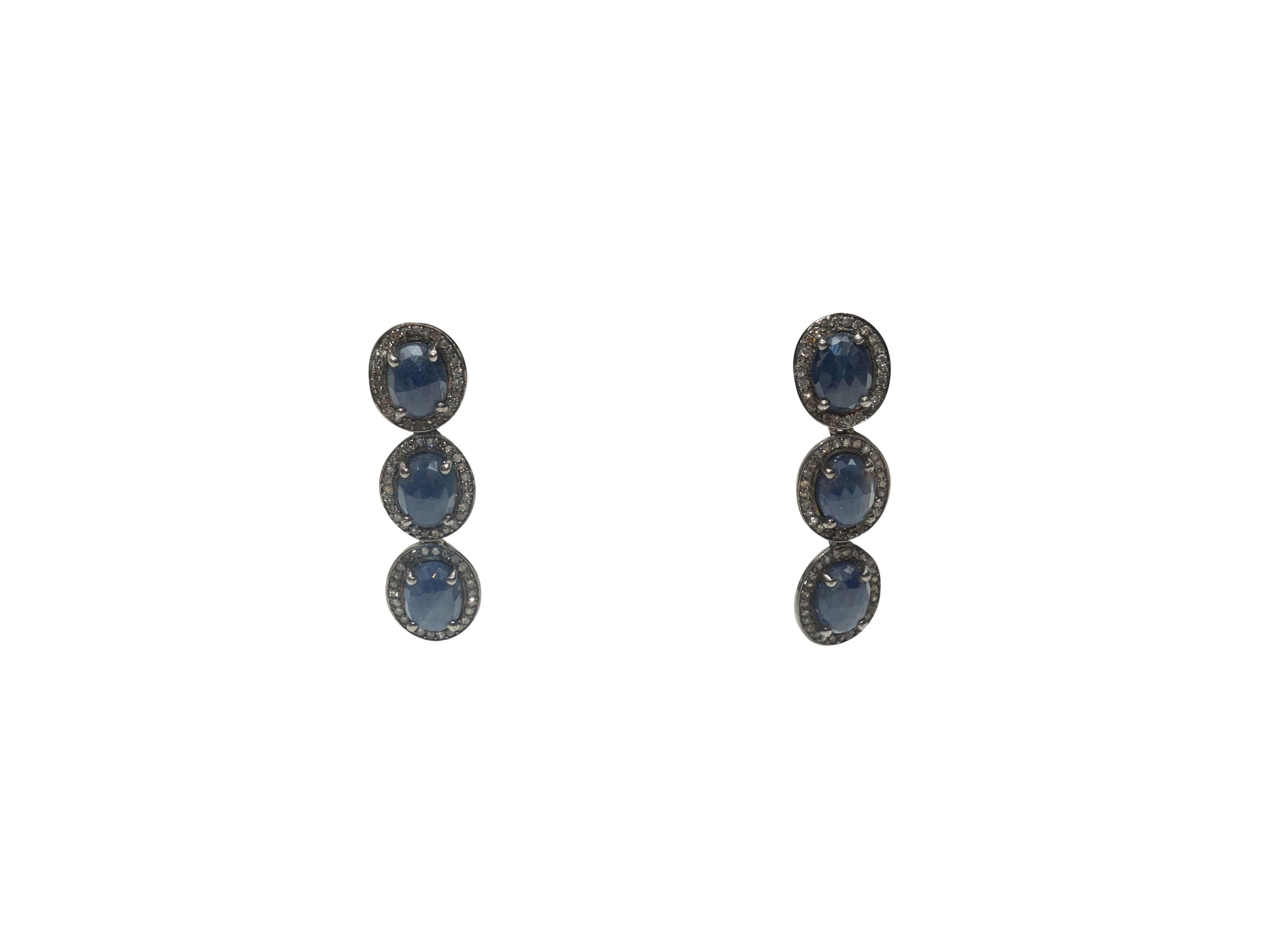 Product details: Sapphire, sterling silver and champagne diamond drop earrings by Bavna. 1.75