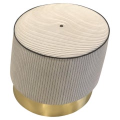A Pair of Anais Texture Leather Brass Base Ottomans by Draga & Aurel for Baxter