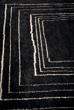 Baxter Berbère Pattern B Hand-knotted Black & White Rectangular Rug