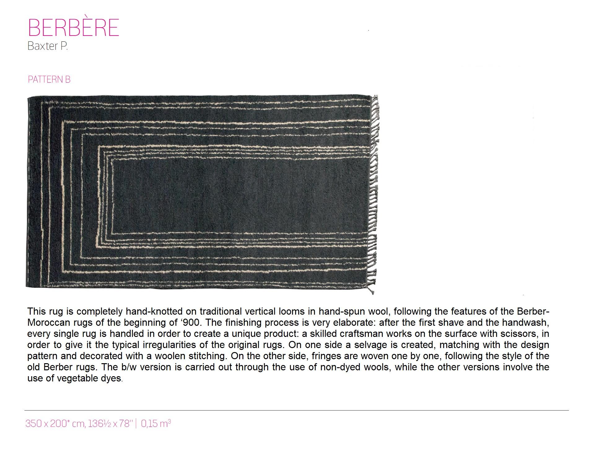 Baxter Berbère Pattern B Hand-knotted Black & White Rectangular Rug In Good Condition In Boston, MA
