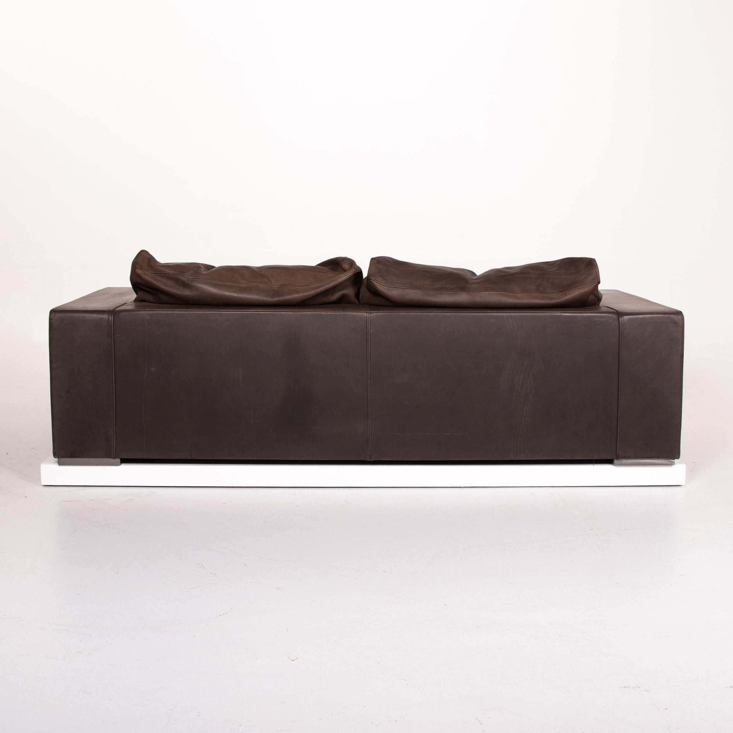Baxter Budapest Leather Sofa Brown Two-Seat Couch 14016 For Sale 3