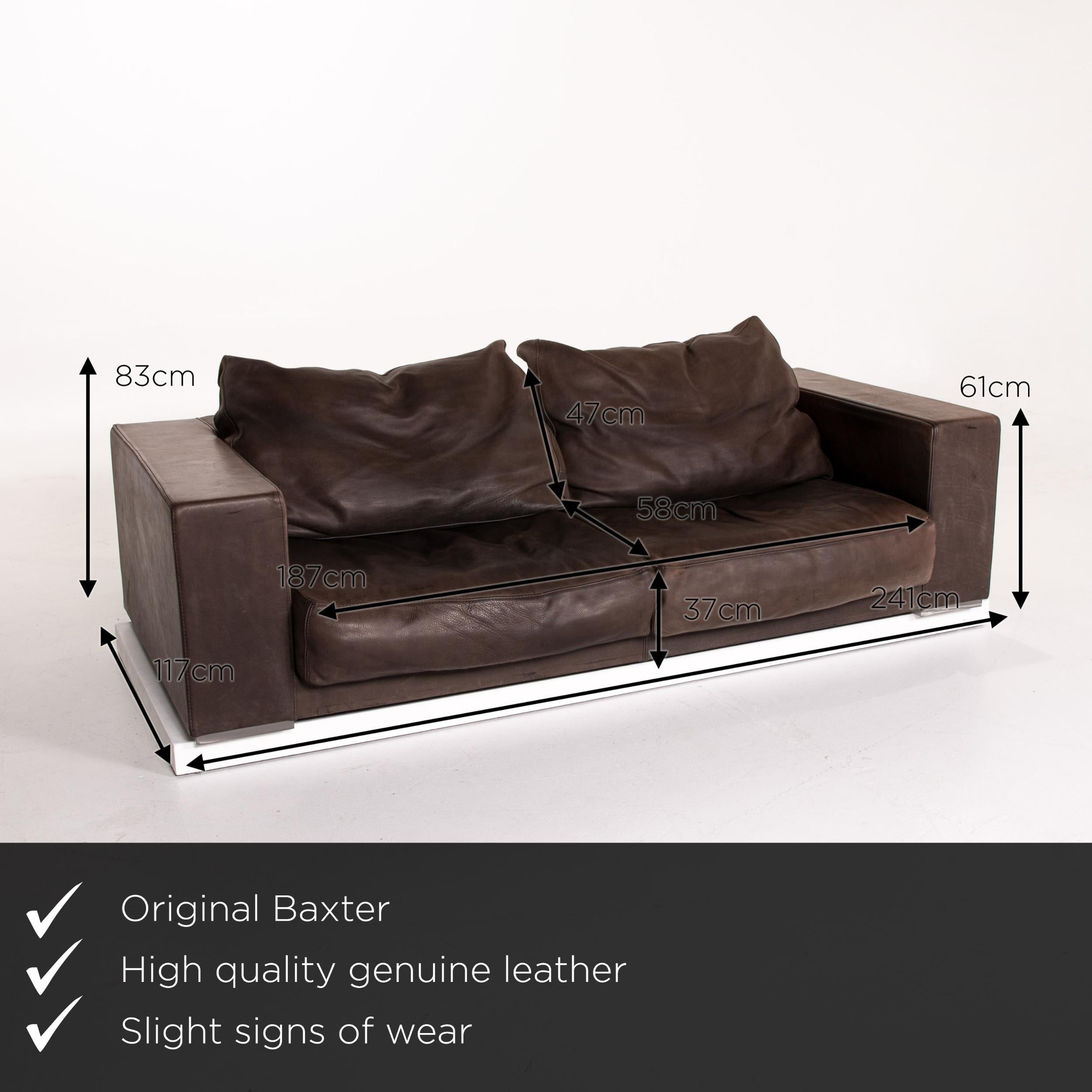 We present to you a Baxter Budapest leather sofa brown two-seat couch 14016.
 

 Product measurements in centimeters:
 

Depth 117
Width 241
Height 83
Seat height 37
Rest height 61
Seat depth 58
Seat width 187
Back height 47.
 
