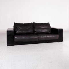 Baxter Budapest Leder Sofa Schwarz Zweisitzer Couch