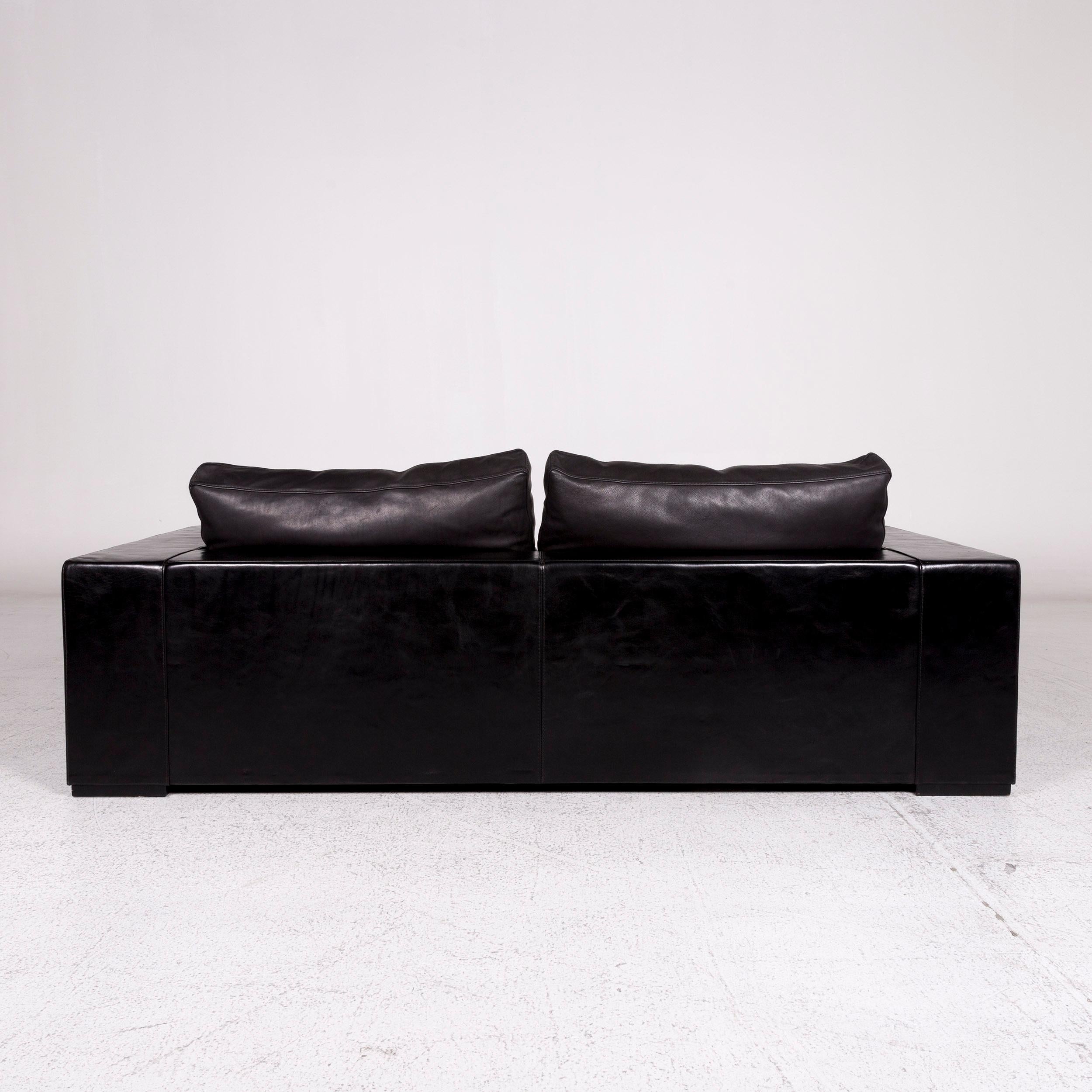 Baxter Budapest Leder Sofa Schwarz Zweisitzer Couch In Good Condition In Cologne, DE