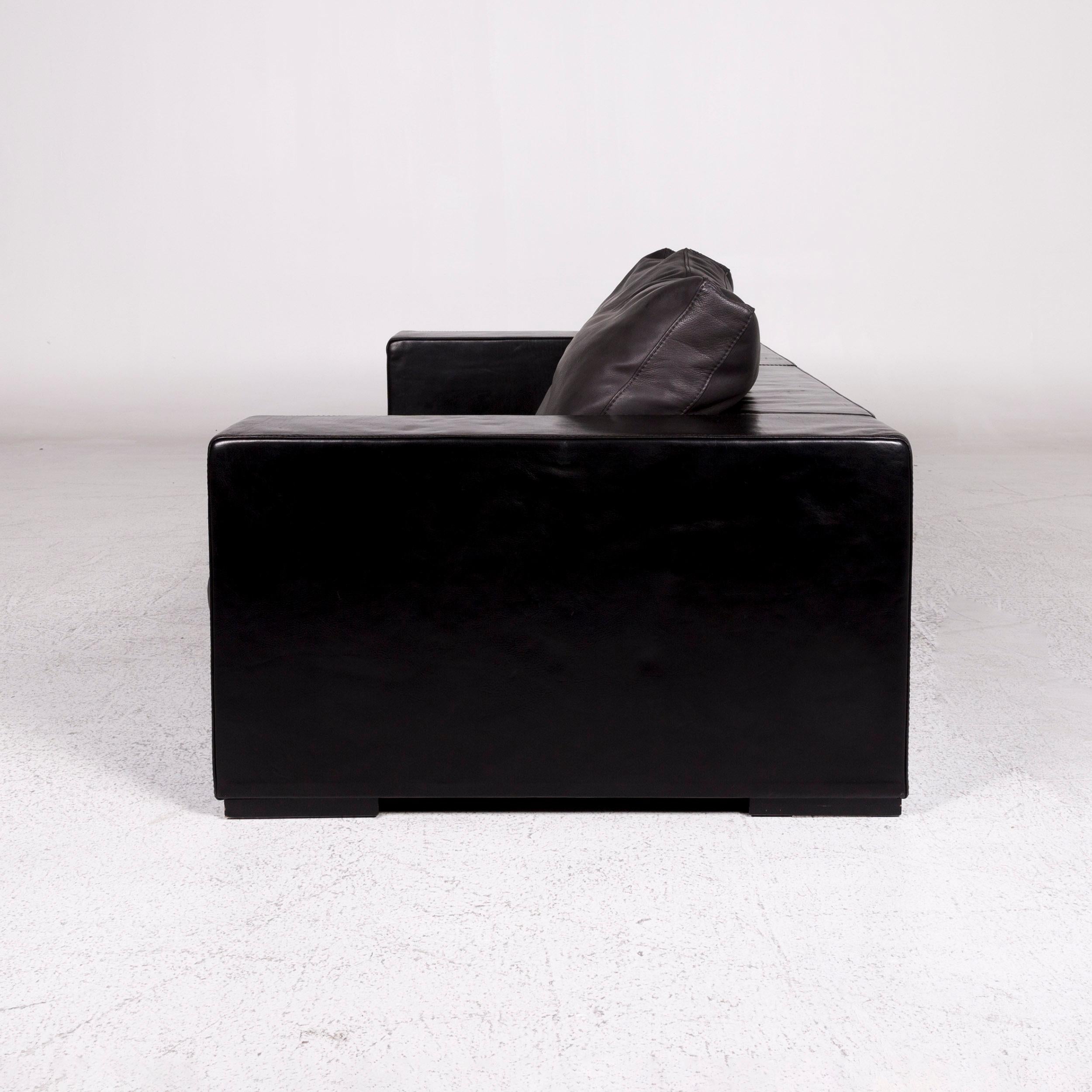 Contemporary Baxter Budapest Leder Sofa Schwarz Zweisitzer Couch