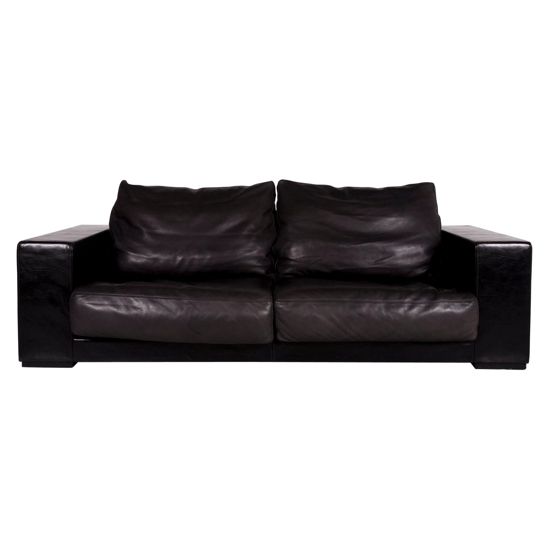 Baxter Budapest Leder Sofa Schwarz Zweisitzer Couch