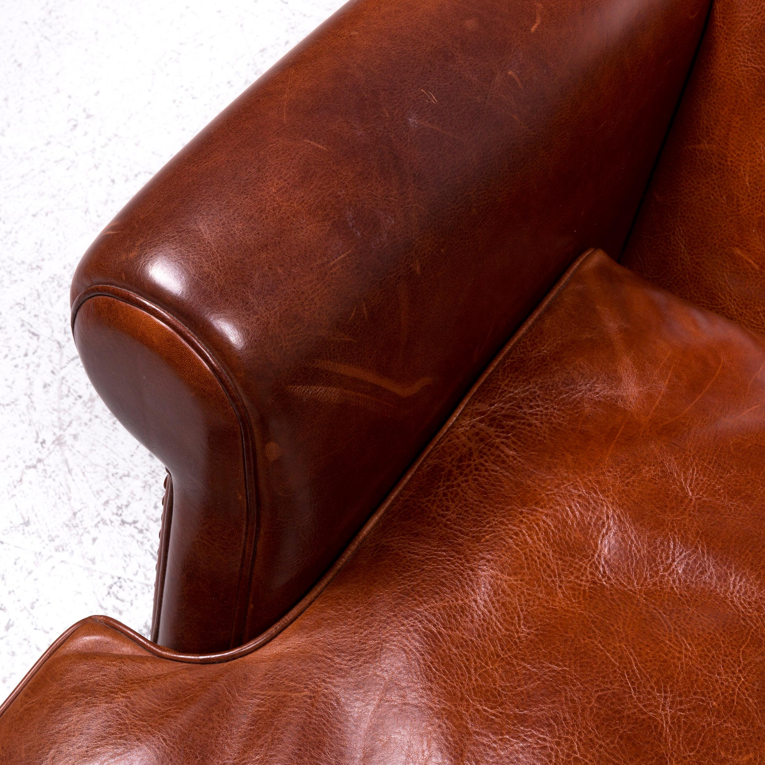Baxter Charlotte Designer Leather Armchair Set Brown In Good Condition In Cologne, DE
