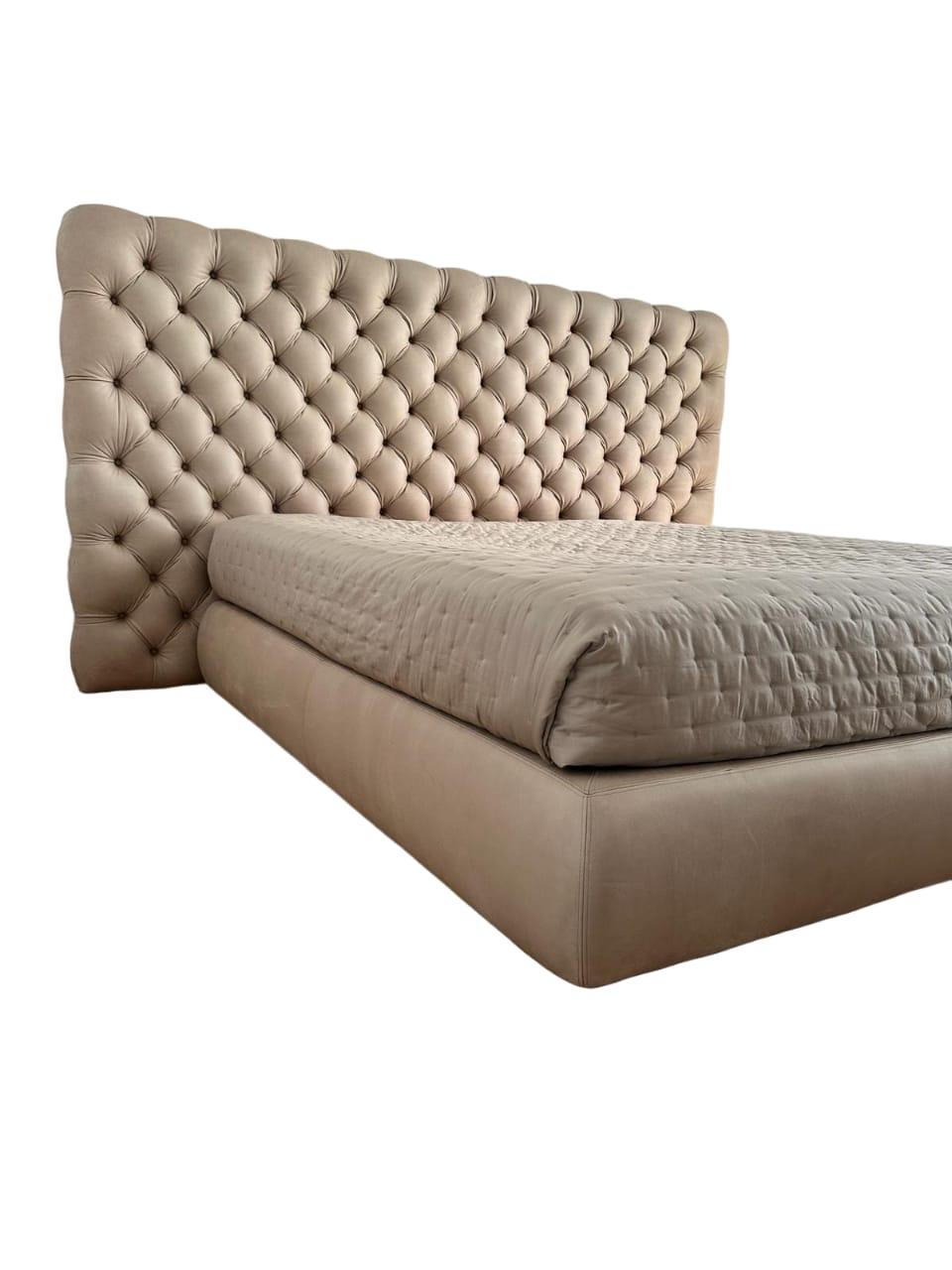 Italian Baxter Heaven Leather Bed by Paola Navone For Sale