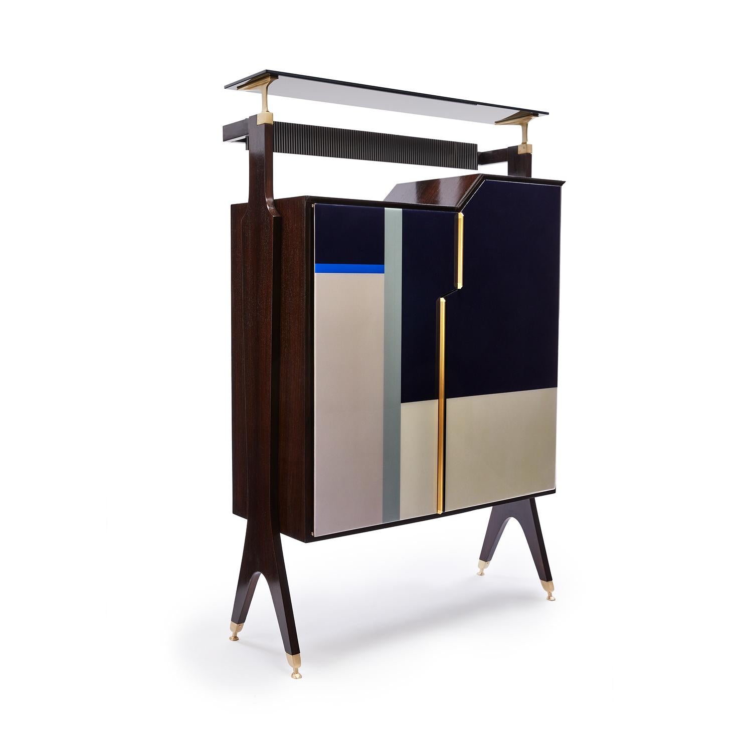 Modern Baxter Jonas Cabinet in Rosewood with Geometric Facade by Draga & Aurel