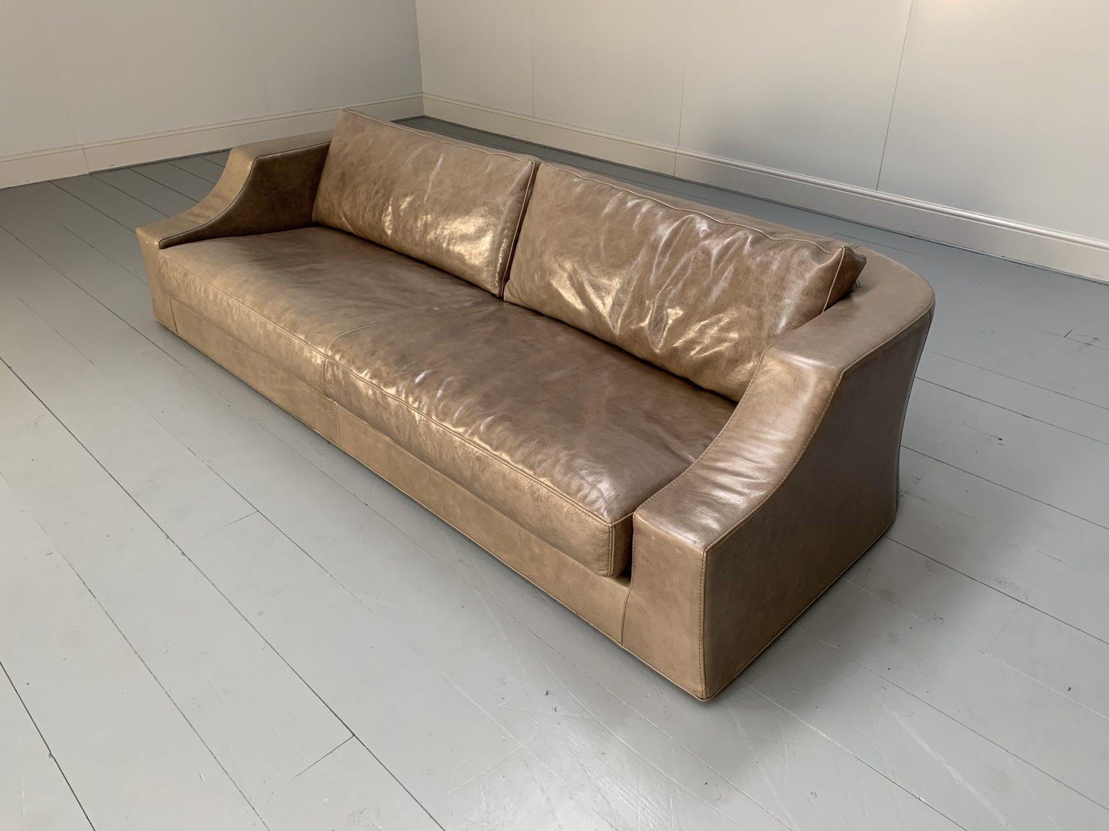 4-Sitz-Sofa aus grauem, braunem Toskana-Leder von Baxter of Italy im Zustand „Gut“ im Angebot in Barrowford, GB