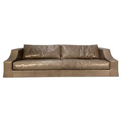 Baxter of Italy 4-Seat Sofa in Grey Brown “Tuscany” Leather