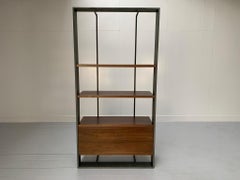 Baxter of Italy "Bourgeois" Bookcase Display Unit - In Canaletto Walnut/ Leather